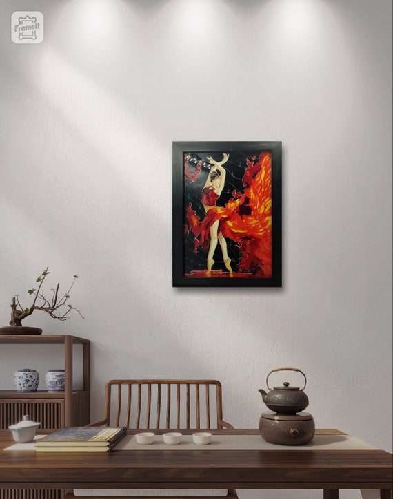 Flamenco Dancer Stained Glass Painting: Handmade Spanish Wall Art