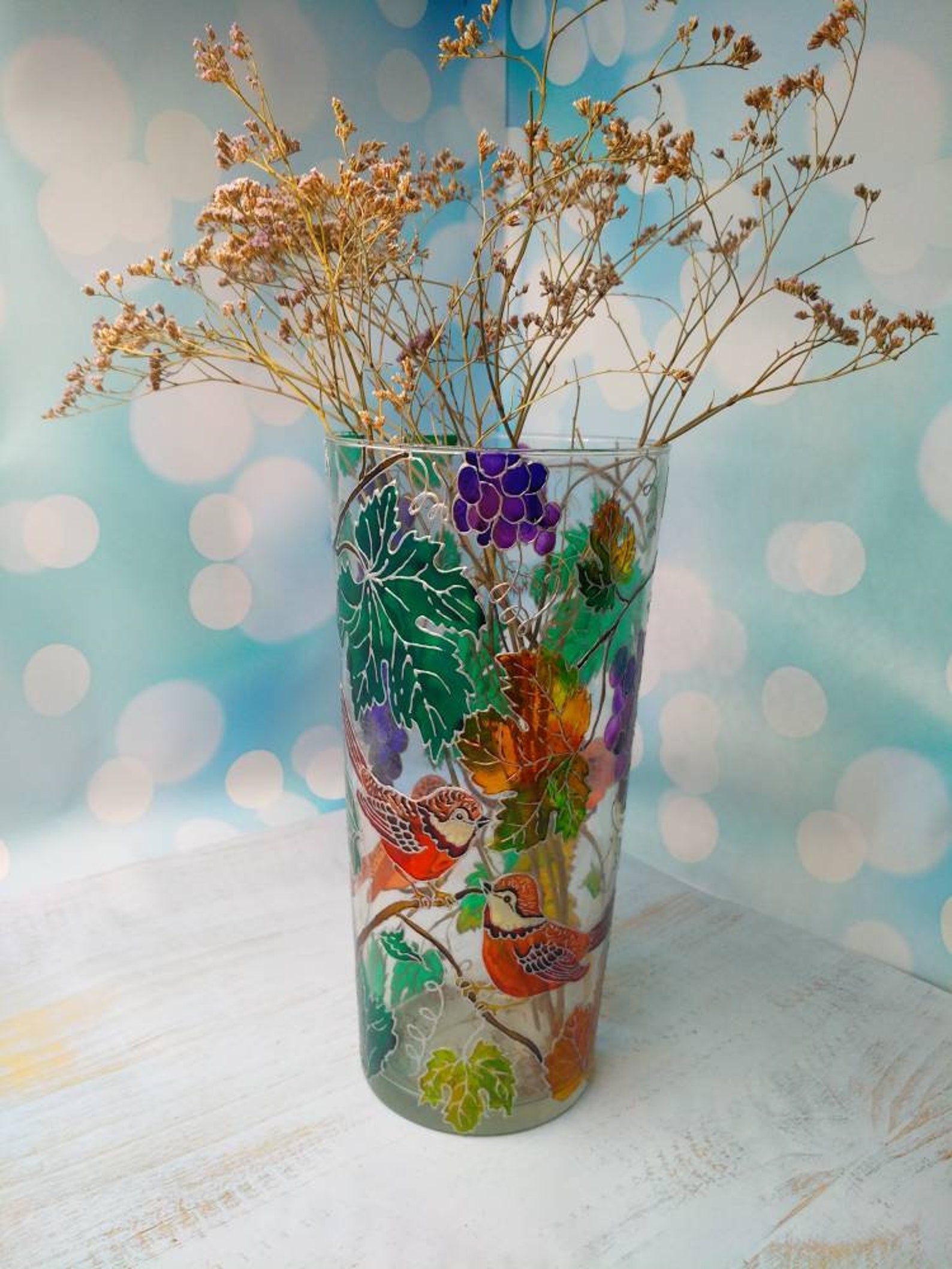 Glass vase Vine Etsy