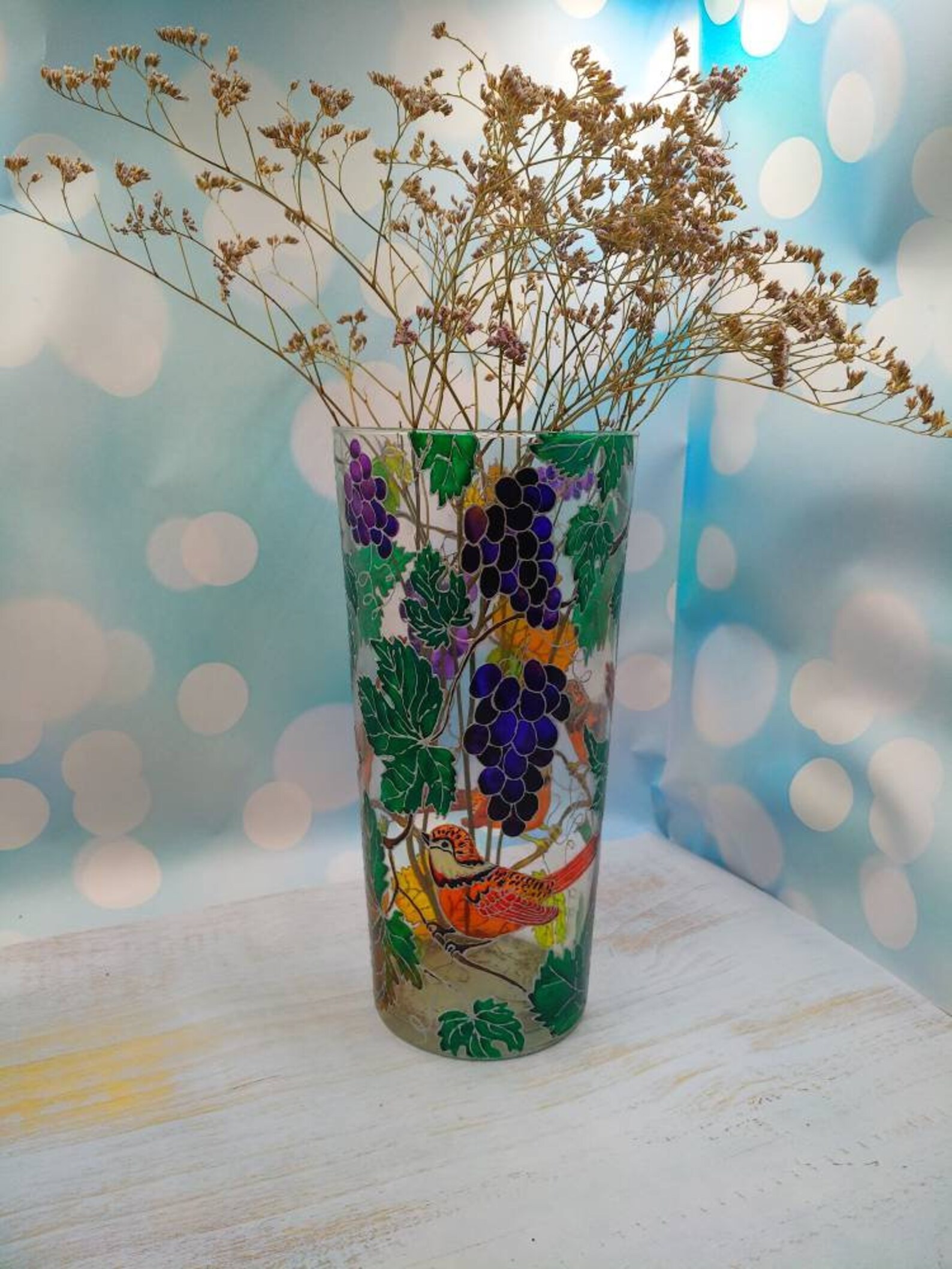 Glass vase Vine Etsy