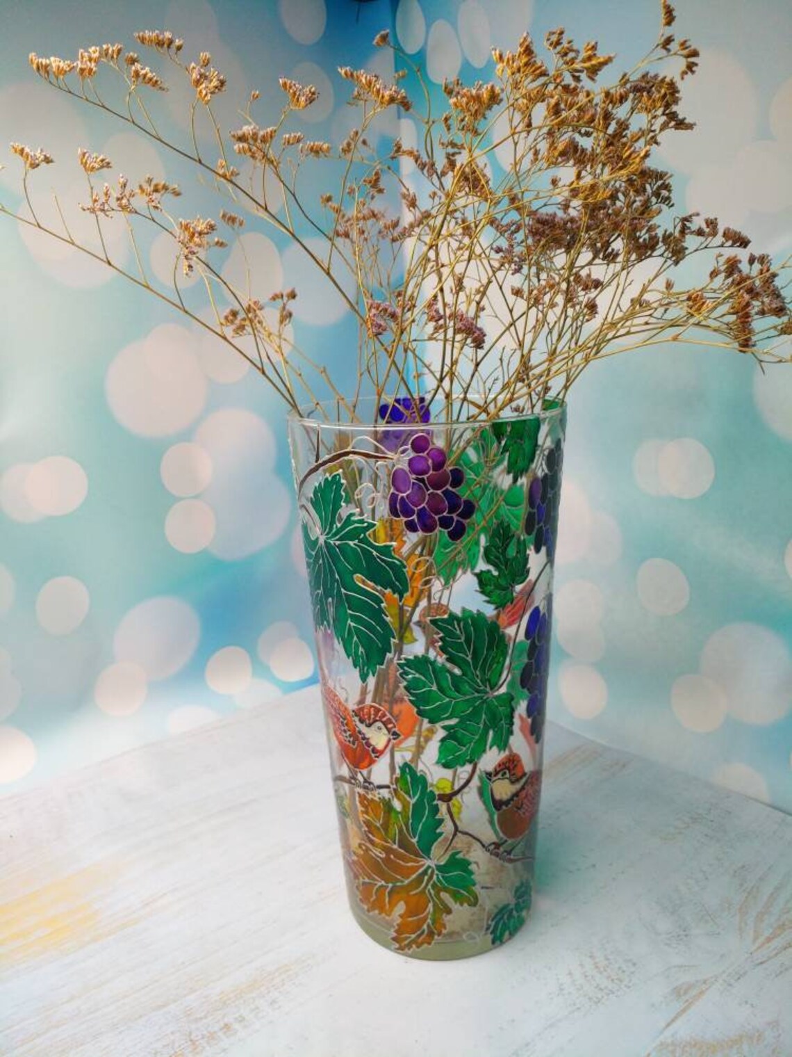 Glass vase Vine Etsy