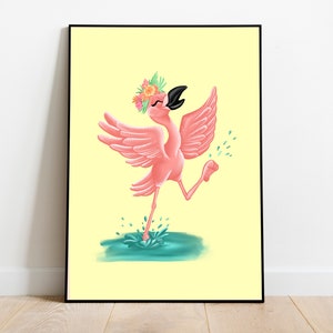 Dancing Flamingo, Flamingo, Flamingo Art Print, Flamingo Decor, Flamingo Gift, Flamingo Art Nursery, Flamingo Artwork, Wall Art Print,