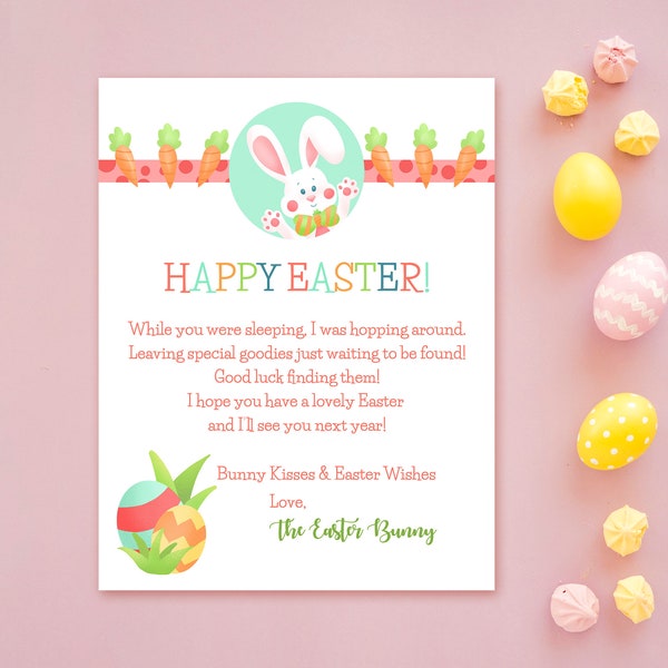 Easter Bunny Letter Printable, Easter Bunny, Digital Download, Easter Basket Memory Keepsake, Easter Bunny Letter to Kids, Easter Morning