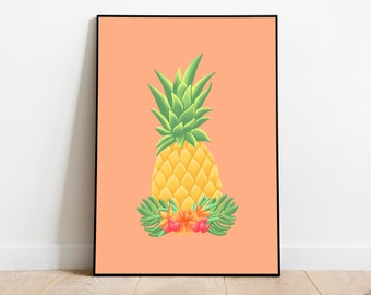 Pineapple Art Print, Pineapple Printable, Pineapple Gifts, Pineapple Decor, Tropical Print, Tropical Decor, Tropical Nursery Decor