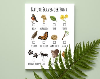 Outdoor Nature Scavenger Hunt, Instant Download, Outdoor Kids Activity, Birthday Party Game, Birthday Party Scavenger Hunt, 8.5x11, A4