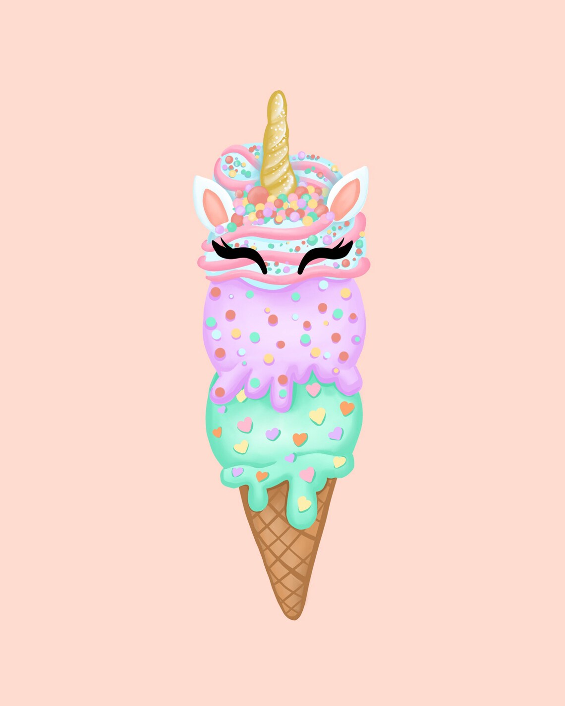 Unicorn Ice Cream Cone Kitchen Art Dessert Art Ice Cream - Etsy