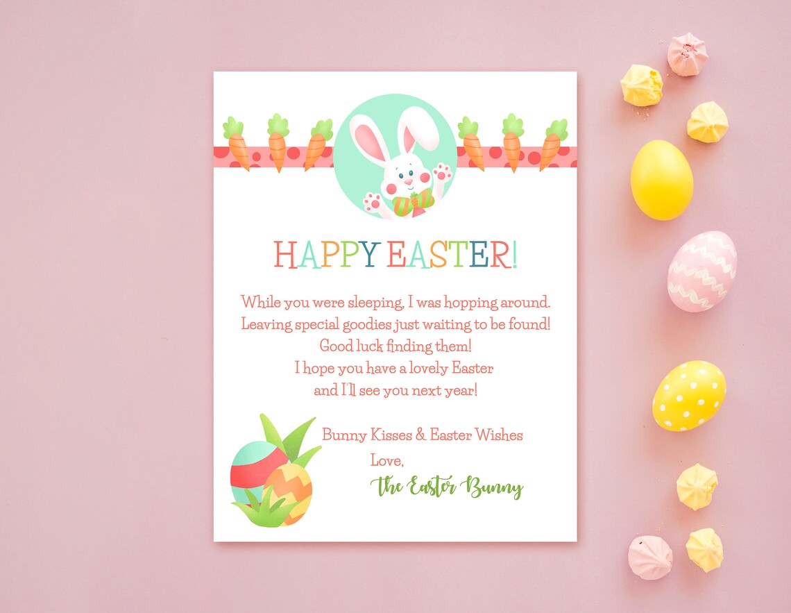 Lettre de lapin de Pâques imprimable, lapin de Pâques, téléchargement