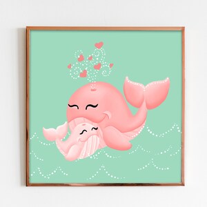 Mommy and Me Whales Art Print, Nautical Nursery, Nursery Art Print, Nursery Decor, Whale Art Nursery, Whale Print, Whale Art, Mom and Baby