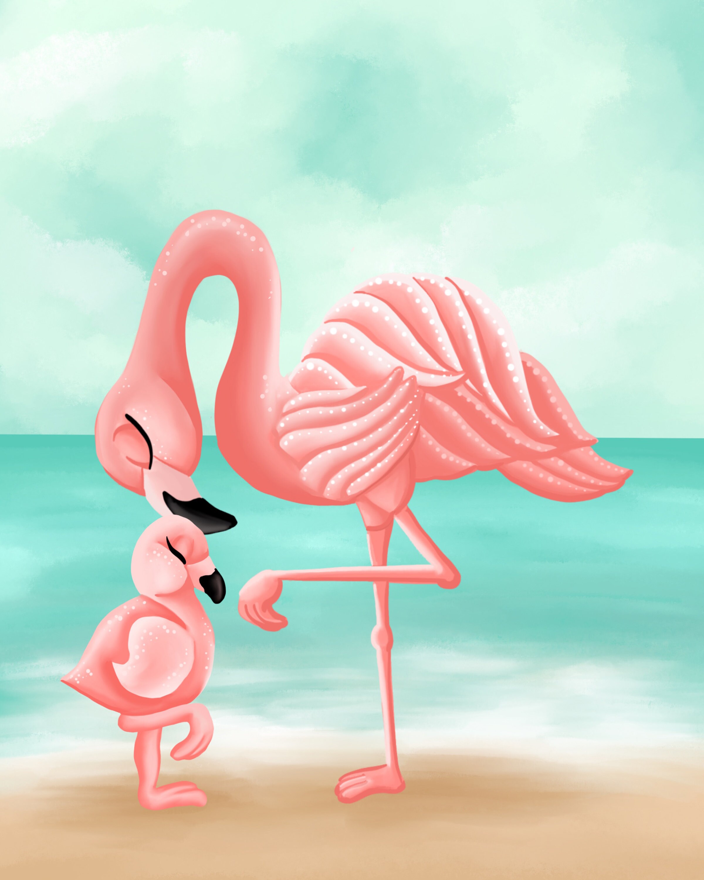 絵画 Picture Touched Flamingo Meeting 120x90 Picture Touched Flamingo Meeting 90x120cm - KARE Design