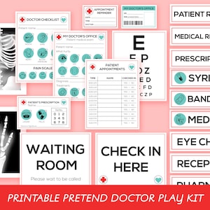 Doctors Office Dramatic Play, INSTANT DOWNLOAD, Doctor&#39;s Office Pretend Kit, Hospital or Doctor&#39;s Practice Pretend Play Printables