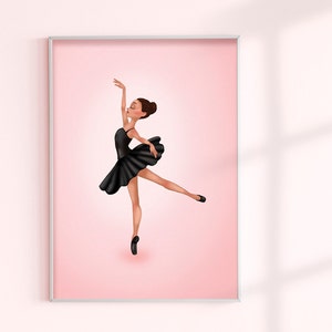Black Ballerina Print, Ballerina Print for Girls Room, Ballerina, Ballet, Ballet Art, Dance Printable, Dance Room Decor, Ballet Room Decor