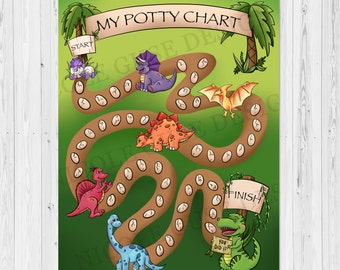 Dinosaur Potty Training Reward Chart, Toddler Printable (Digital Download)