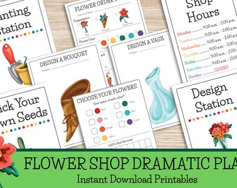 Flower Shop Dramatic Play Printable Kit, Pretend Play (PDF)