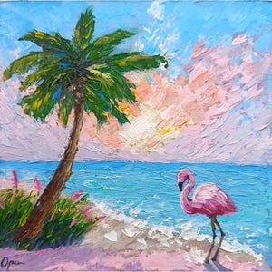 Paisaje marino, pintura al óleo original sobre cartón, regalo de arte mural para ella, obra de arte en miniatura, arte de DollSoulShop