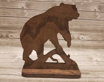 Holz Bär Wildlife Figur Statue Wohnkultur, Holz schnitzen , Holz Figur, handgefertigtes Handwerk, Holzdekor, Holzskulptur, Geschenk