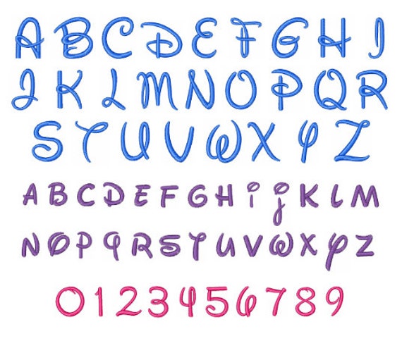 Disney Font Alphabet Numbers Machine Embroidery Design Etsy