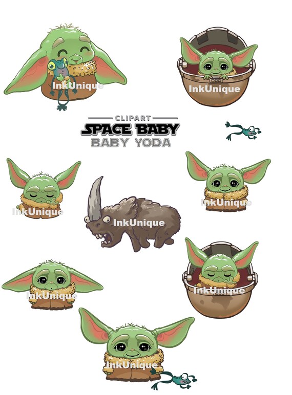 Baby Yoda Clipart Baby Yoda Mandalorian Baby Yoda Bundle Etsy