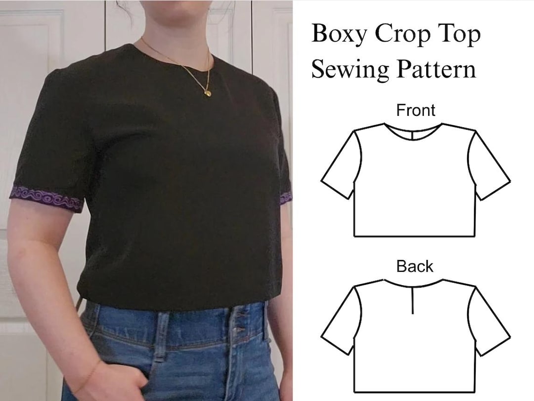 Boxy Crop Top Sewing Pattern (PDF Digital Download) - Etsy