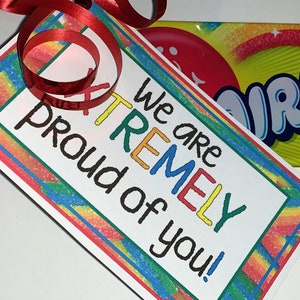 Team Gifts, Favor Tags, Cheer, Dance & Camp Gifts, Candy Gram, Inspirational PDF file INSTANT DOWNLOAD, "We are XtReMeLy Proud of You!"