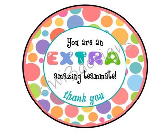 You are an EXTRA amazing teammate! Thank you! Favor Tag - INSTANT DOWNLOAD - PdF Candygram, Appreciation, Treat Tags, Sweets