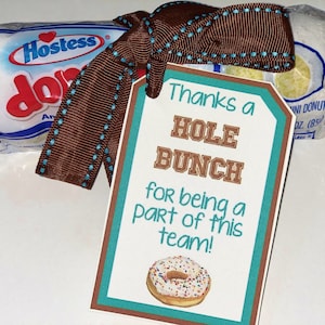 Team Gifts, Favor Tags, Cheer, Dance & Camp Gifts, Candy Gram, Inspirational PDF file INSTANT DOWNLOAD,&quot;Thanks a HoLE BuNCH- part of-team!&quot;