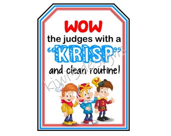 Team Gifts, Favor Tags, Cheer, Dance & Camp Gifts, Candy Gram, PDF file INSTANT DOWNLOAD, &quot;WoW the judges with a &#39;KRiSP and clean routine!&quot;