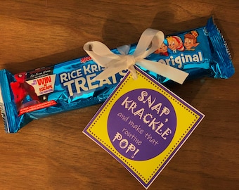 Team Gifts, Favor Tags, Cheer, Dance & Camp Gifts, Candy Gram, Inspirational PDF file INSTANT DOWNLOAD, "Snap, Krackle-make routine PoP!"
