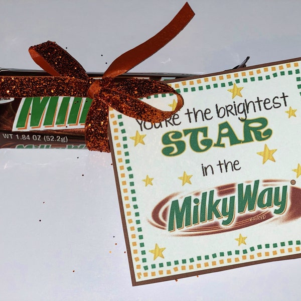 Team Gifts, Favor Tags, Cheer, Dance & Camp Gifts, Candy Gram, Inspirational PDF file INSTANT DOWNLOAD, "You're- StAR in the Milky Way!"