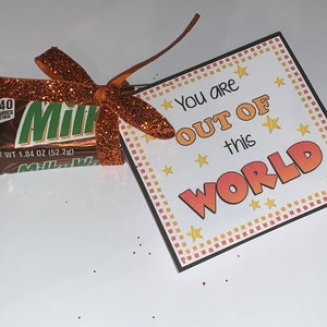 Team Gifts, Favor Tags, Cheer, Dance & Camp Gifts, Candy Gram, Inspirational PDF file INSTANT DOWNLOAD, &quot;You are OuT of this WoRLD!&quot;