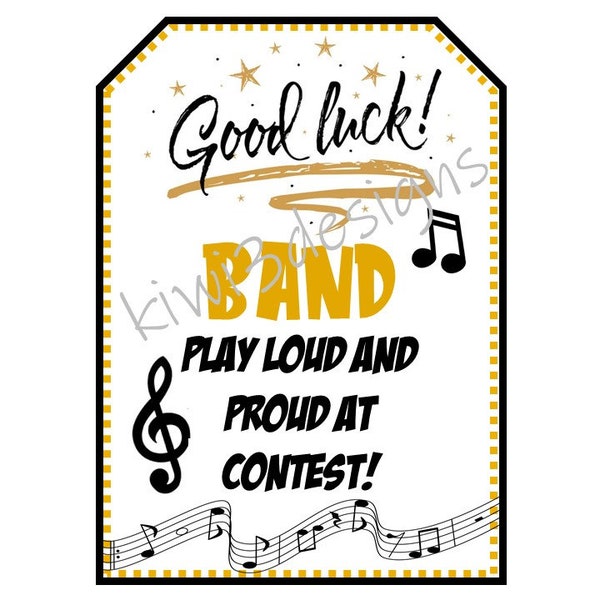 Good Luck Band Play Loud and Proud Favor tags, Thank you Tags, Gift Favors, PDF INSTANT DOWNLOAD