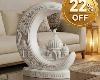 Personalized Ramadan Moon Decor, Custom Arabic & English Text, 3D Printed Islamic Home Decoration, Ramadan Mubarak and Eid Gift