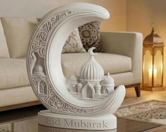 Personalized Ramadan Moon Decor, Custom Arabic & English Text, 3D Printed Islamic Home Decoration, Ramadan Mubarak and Eid Gift