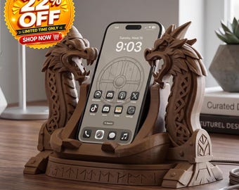 Vikingadrake Telefonstativ 3D-utskrivet Smartphone-dockningsställ Nordisk Skrivbordsladdare Passar De flesta Telefonstorlekar Fantasydekor Gåva
