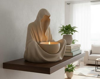 Gothic Meditative Kapuzen Figur Kerzenhalter, Geschenk zum Vatertag