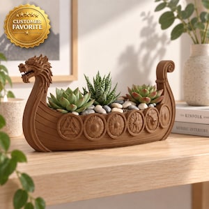 Viking Longship Planter, Norse Dragon Boat Succulent Pot, Nordic Decor Indoor Plant Holder, Scandinavian Home Gift, Mythology Desk Planter
