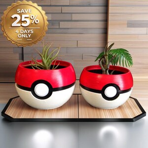 Pokemon Pokeball Planter, Novelty Plant Holder for Plant Lovers and Gamers, ideal for Valentine's Day gift