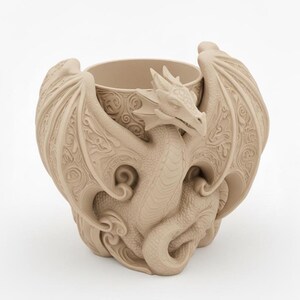 Dragon pennenhouder bureauorganizer | Keltisch-gotische potloodbeker | Fantasie bureauaccessoire | 3D-geprint DnD-kantoordecor | Middeleeuws drakencadeau afbeelding 6