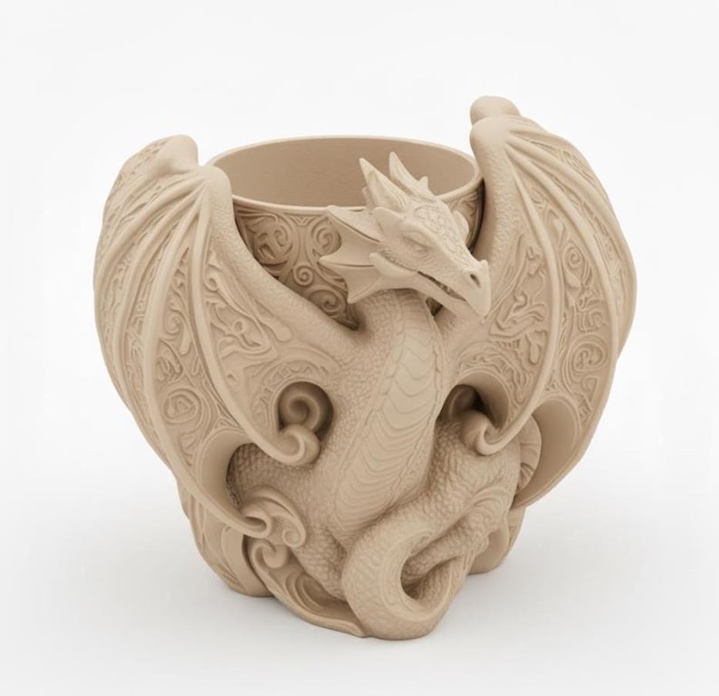 Dragon pennenhouder bureauorganizer | Keltisch-gotische potloodbeker | Fantasie bureauaccessoire | 3D-geprint DnD-kantoordecor | Middeleeuws drakencadeau afbeelding 6