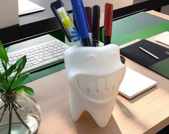 Soporte para cepillos de dientes con carita sonriente, organizador de baño adorable, soporte para pasta de dientes, decoración de baño ecológica, portalápices de escritorio
