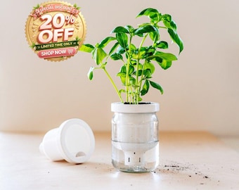 Jardinière d'intérieur à arrosage automatique, Impression 3D, Plante d'intérieur, Mode de vie actif, Cadeau de jardinage