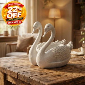 Maceta doble de cisnes / Maceta romántica / Maceta decorativa de interior / Regalo para el Día de la Madre / Decoración del hogar / Elegante estatua de amor