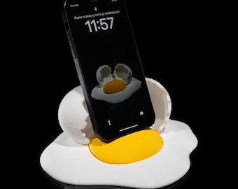 Sunny Side Up Egg Phone Stand Food Holder Kitchen Desk Decor Kawaii Yolk Dock Novelty Gift Easter 3D Printed Cellphone Mount Fun Accessory
