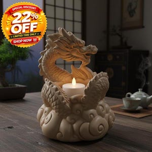 Dragon Tealight Holder LED, 3D Printed Candle Holder, Fantasy Decor, Gothic Home Art, Dragon Gift