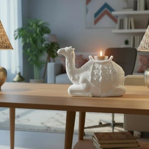 White Camel Tealight Holder, Camel Candle Holder, Desert Decor, Minimalist Decor, Unique Figurine