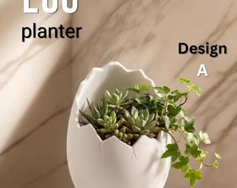 Egg Planter | Modern Minimalist Plant Pot | Indoor Outdoor Decor | 3D Printed Planter Easter Gift