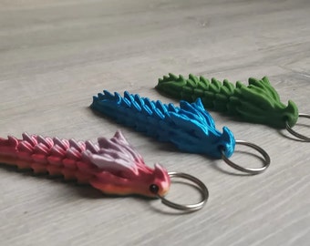 Mythical Articulated Dragon Bone Keychain - Handcrafted Fantasy Accessory in 4 Sizes