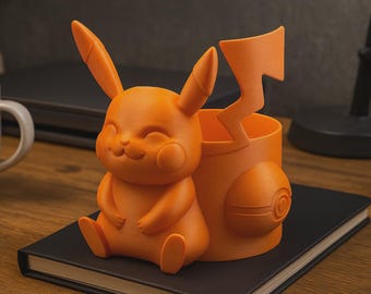 Portalápices de Pikachu, adorable taza de escritorio de anime (organizador impreso en 3D)