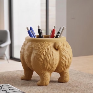 Stiftehalter in Form eines Corgi-Hinterns – 3D-gedruckter Schreibtisch-Organizer | Lustiges Geschenk | Niedlicher Tier-Stiftebecher | Kawaii-Bürodeko | Geschenk für Hundeliebhaber