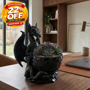Maceta de dragón suculenta impresa en 3D / Maceta de dragón de fantasía gótica / Regalo mítico para decoración del hogar
