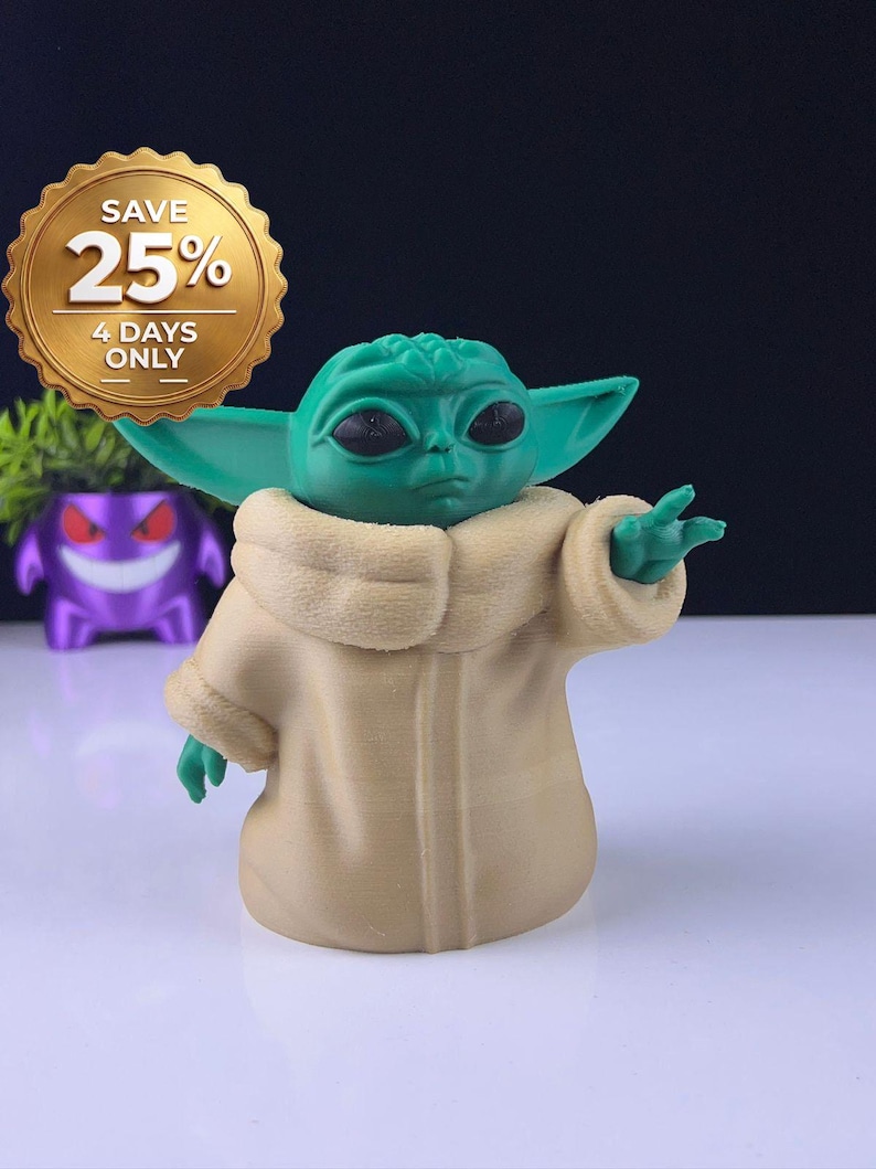 Figurine Baby Yoda : impression 3D réaliste - Décoration Star Wars image 1