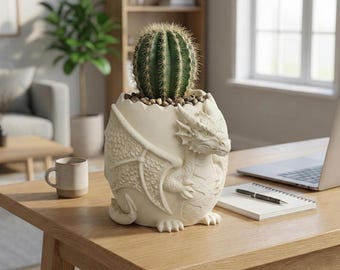 Dragon Egg Planter | Sculpted Creature Desk Decor | Easter Celebration| Cactus Pot Gift for Fantasy Lovers
